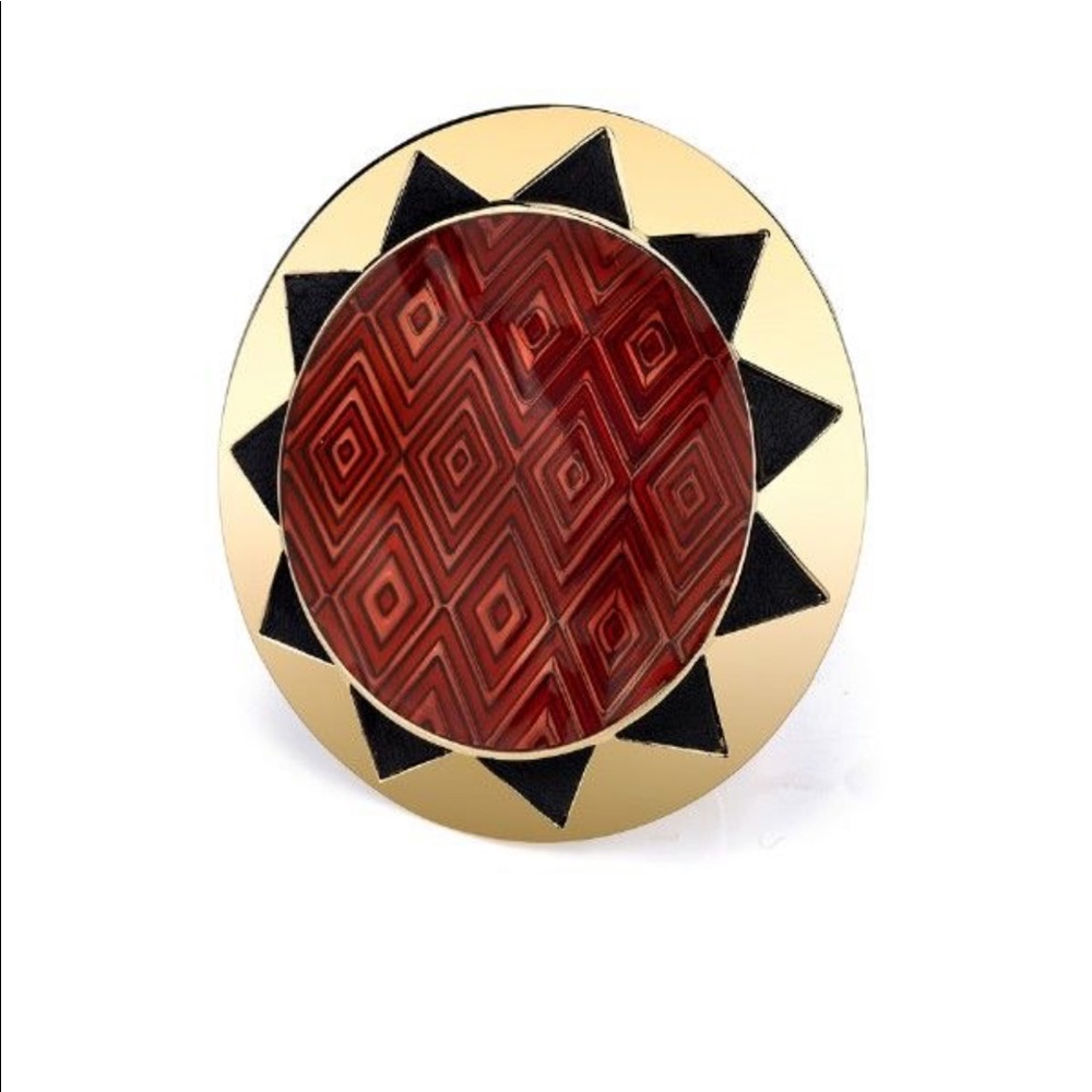 🖤CYBER MONDAY SALE🖤 HOUSE of HARLOW red gold large oval statement ring 5 6 7 - Picture 2 of 9